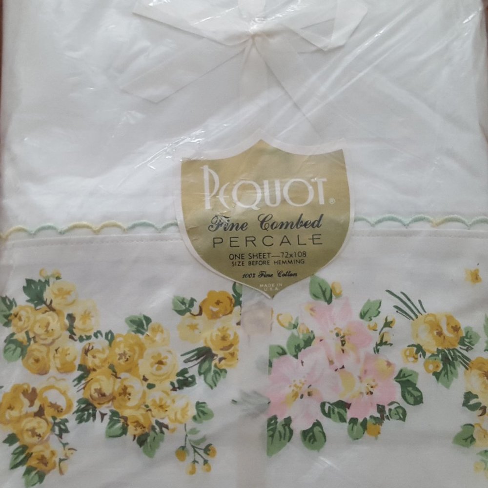 Vintage Flat Sheet Pequot Fine Combed Percale Sweetheart Rose*1 FLAT SHE…